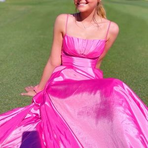 Sherri Hill bright pink prom dress